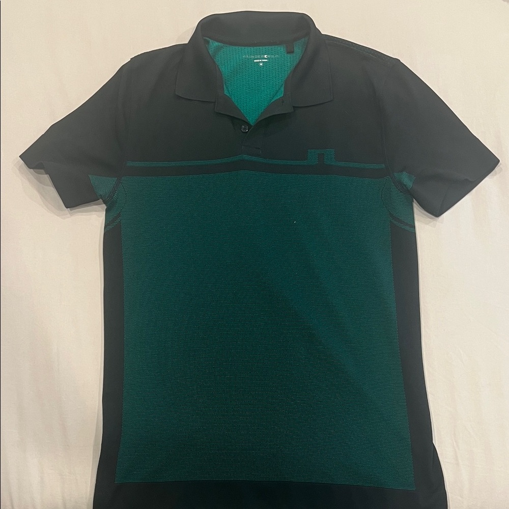 J. Lindeberg Black and Teal Polo Shirt